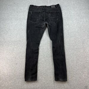Serenade Jeans Mens 36x32 Black Wash Distressed Ripped Fitted Denim Slim Stretch